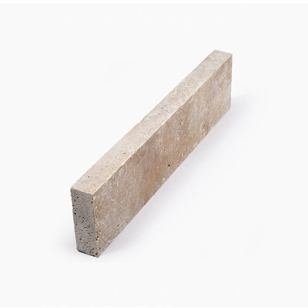 [NZO2010060AT] Noce travertin randsteen 20 x 100 x 6 cm opsluitband model a getrommeld