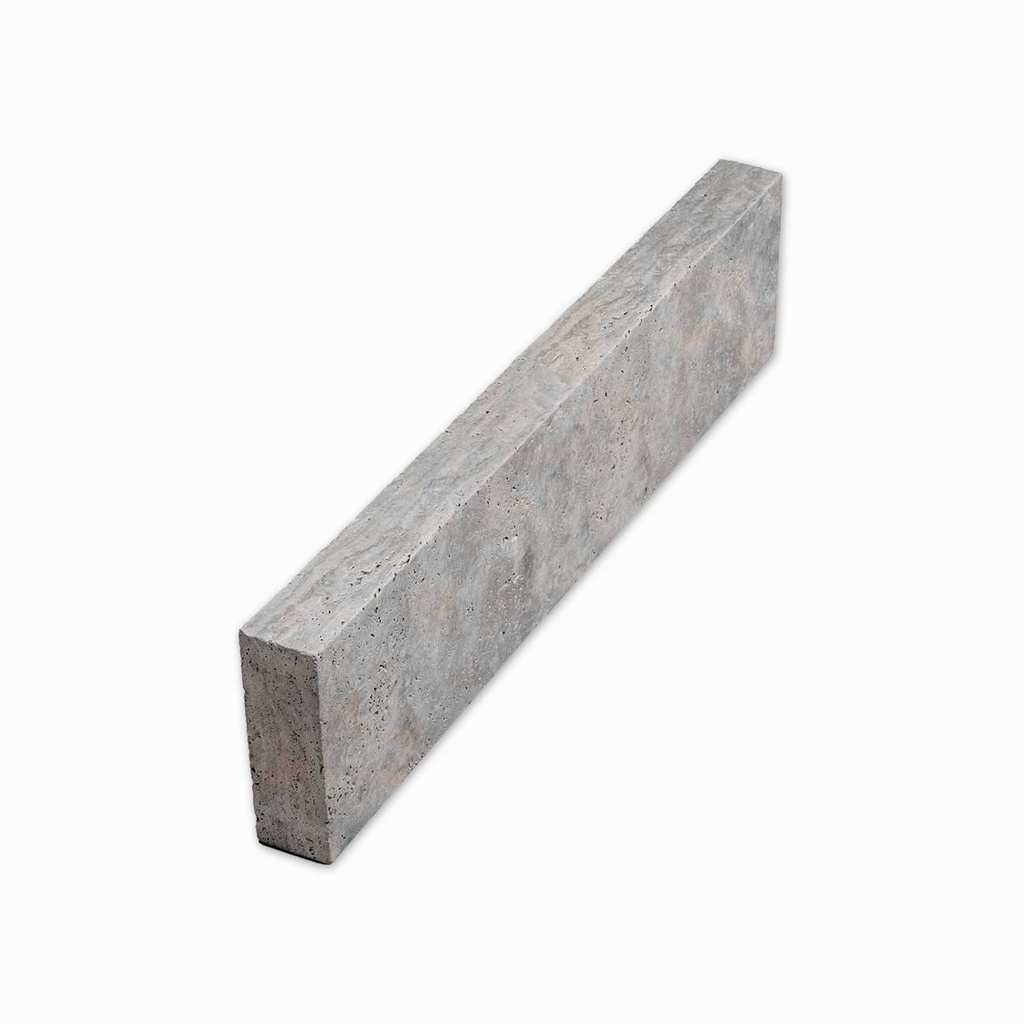 [SZO2010060AT] Silver travertin randsteen 20 x 100 x 6 cm opsluitband model a getrommeld