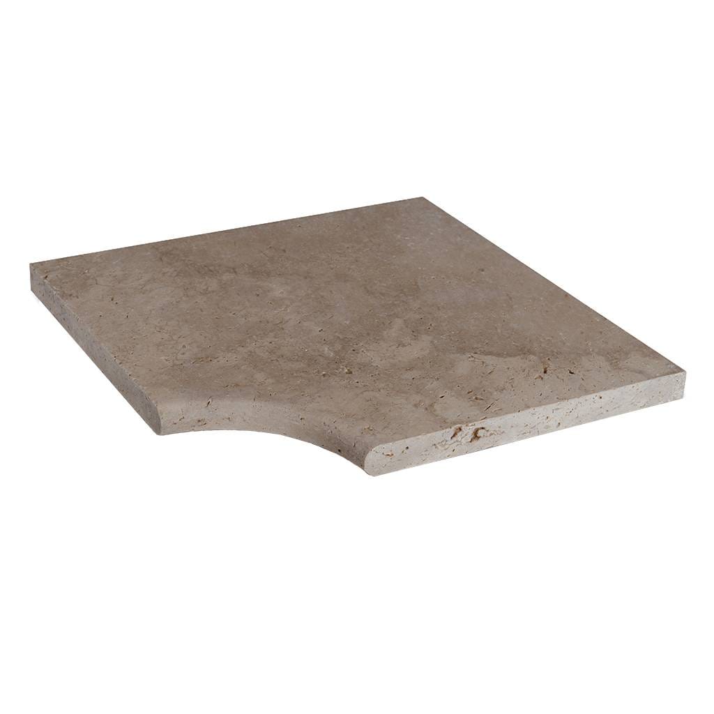 [NZE45745730AT] Noce travertin randsteen 45.7 x 45.7 x 3 cm zwembad hoek model a getrommeld