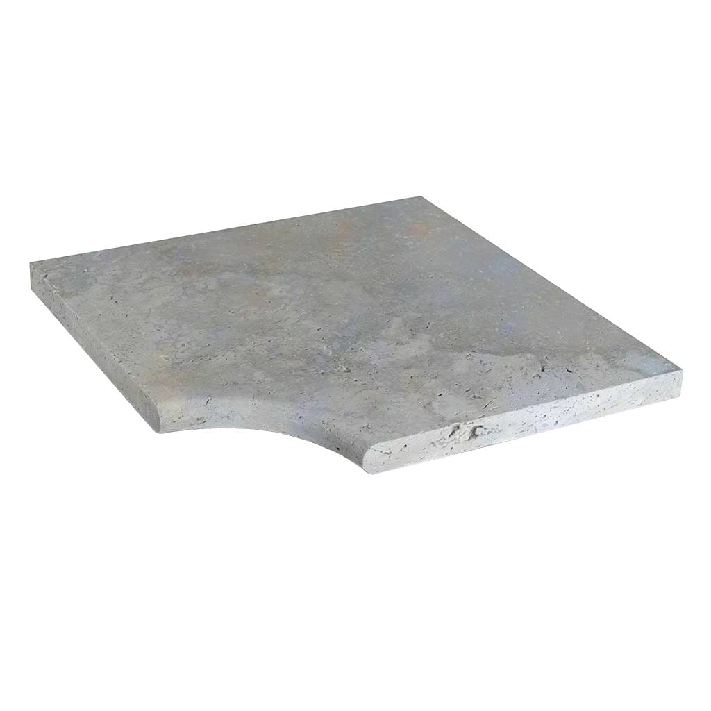 [SZE45745730AT] Silver travertin randsteen 45.7 x 45.7 x 3 cm zwembad hoek model a getrommeld