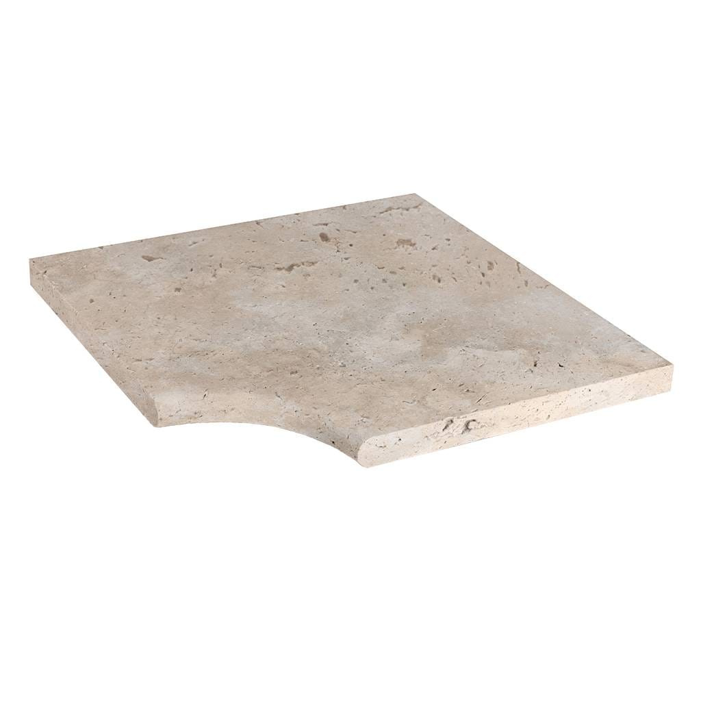 [CLZE45745730AT] Classic Light travertin randsteen 45.7 x 45.7 x 3 cm zwembad hoek model a getrommeld