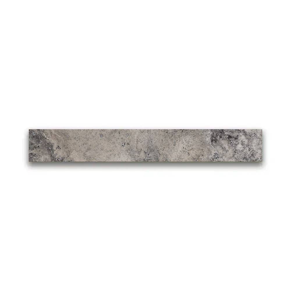[SP840615AT] Silver travertin vloertegel 8 x 40.6 x 1.2 cm plint model a getrommeld