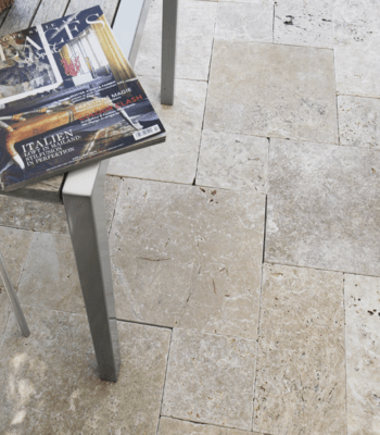 Classic travertin terrastegel kleine roman set 3 cm model a getrommeld