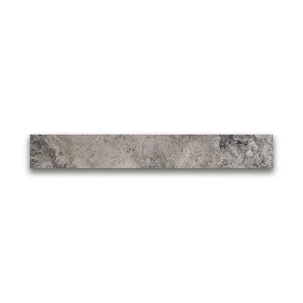 Silver travertin vloertegel 8 x 40. 6 x 1. 2 cm plint model a getrommeld