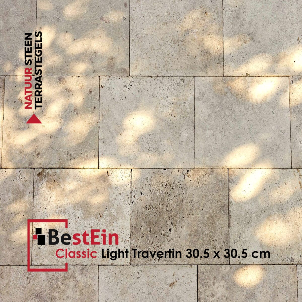 Classic light travertin terrastegel 30. 5 x 30. 5 x 3 cm getrommeld - afbeelding 2